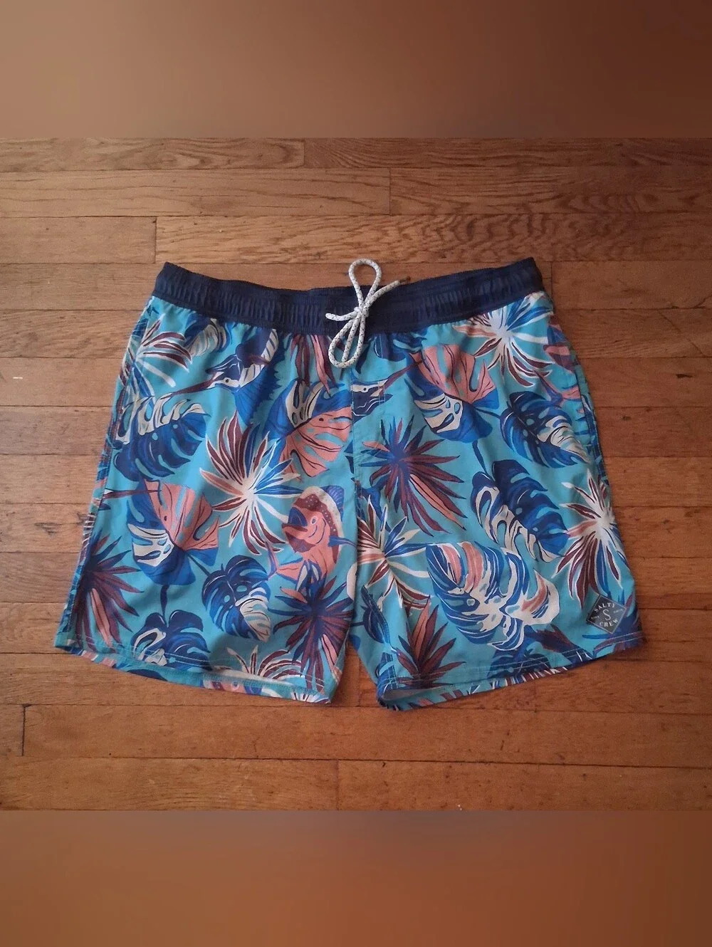 Salty Crew Blue and Coral Tropical Swim Shorts